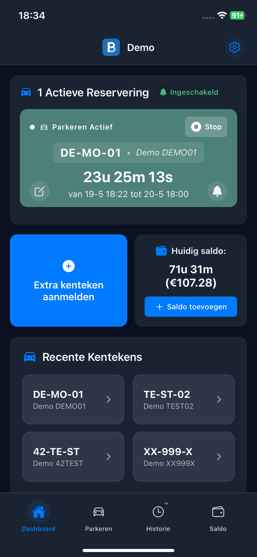 Dashboard donker thema
