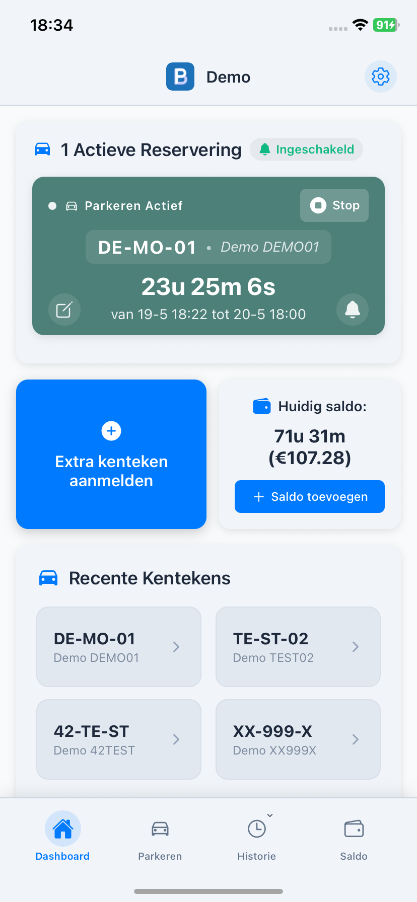 ParkeerBezoek dashboard