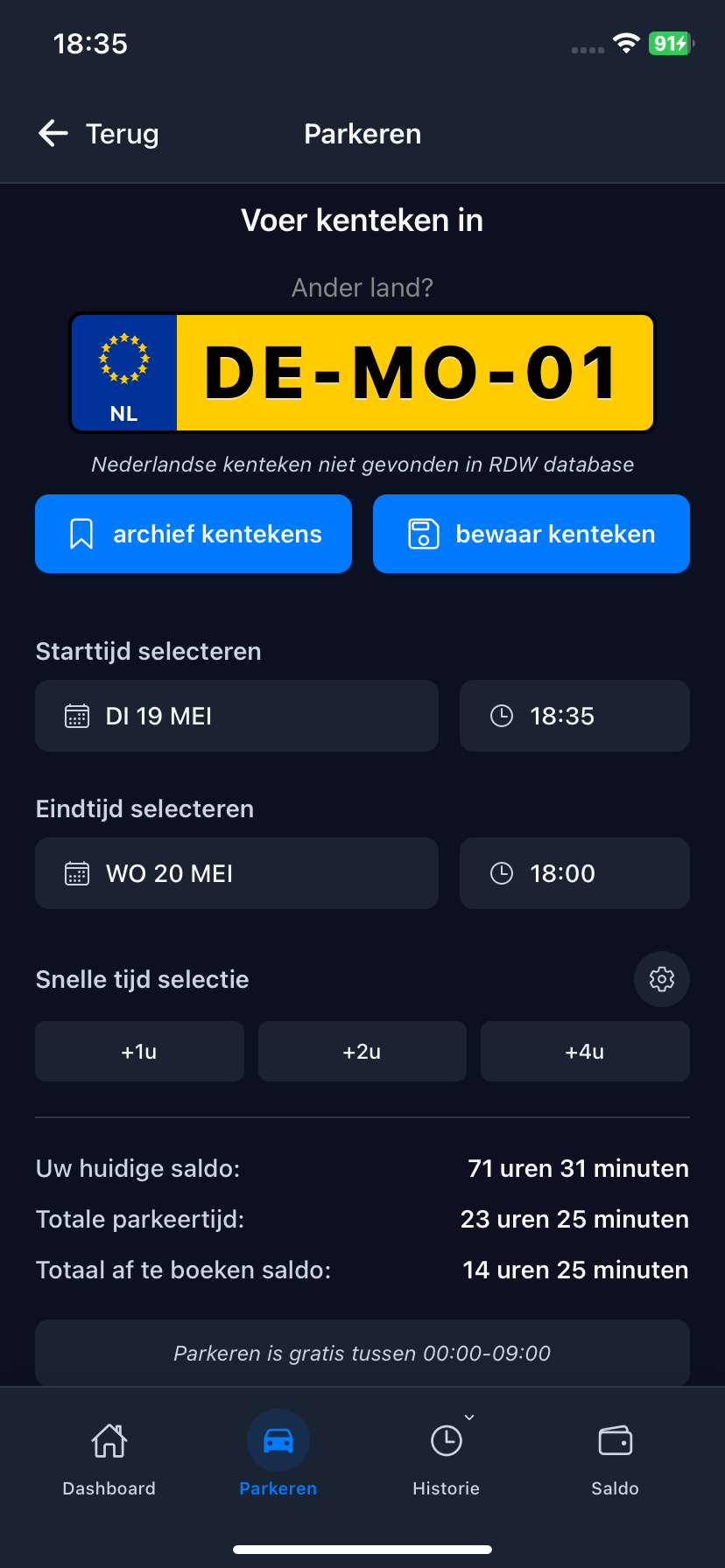 Parkeren donker thema