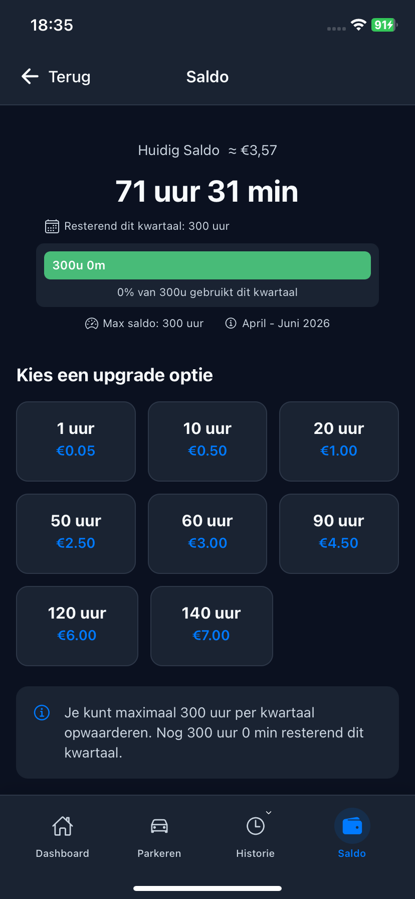 Saldo donker thema
